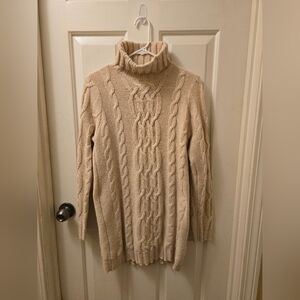 Cozy Cable Knit Turtleneck Sweater - Cream XL